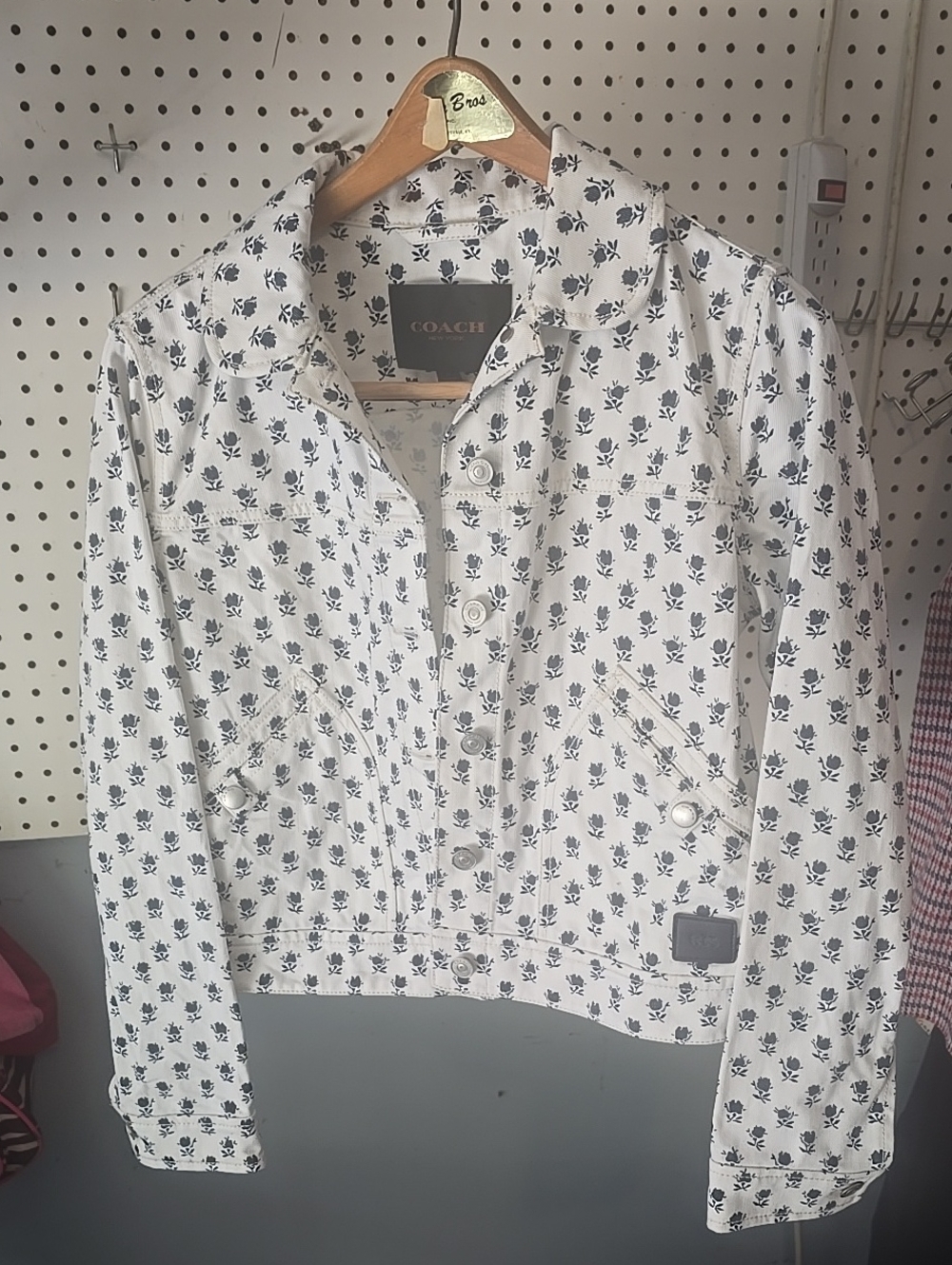 Coach White Jacket with Navy Floral Print